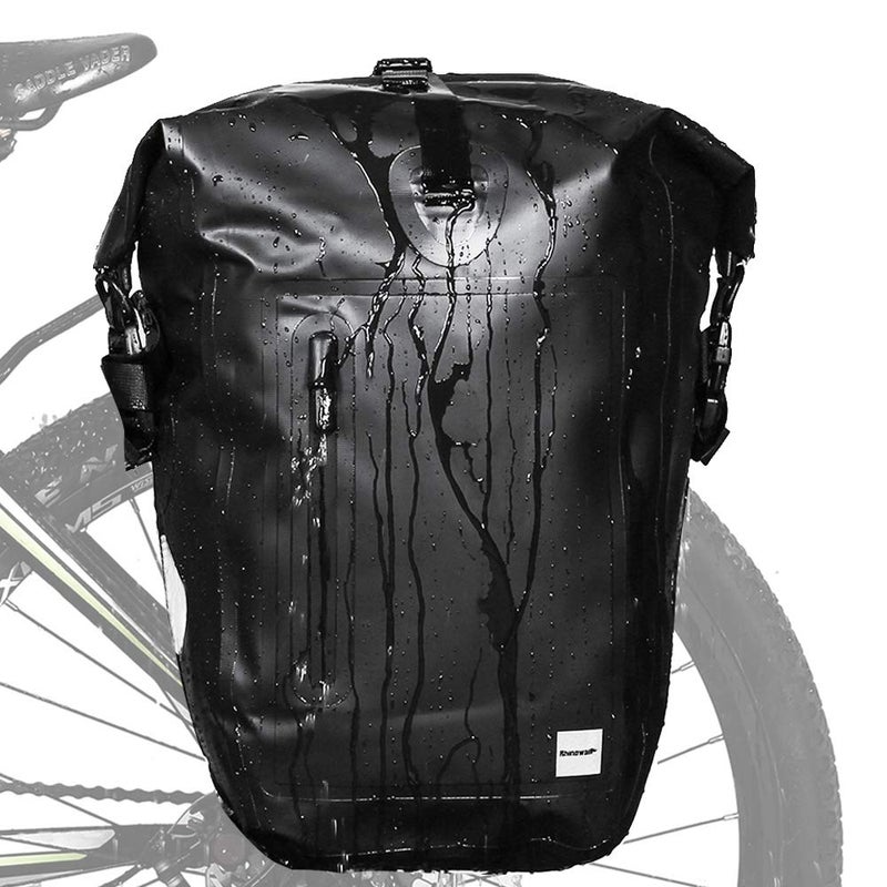 Rhinowalk Bike Pannier Bag Waterproof Bike Bag 23L for Bicycle Cargo Rack Saddle Bag Shoulder Bag Laptop Pannier Rack Bicycle Bag Professional Cycling Accessories-Black - Image 1